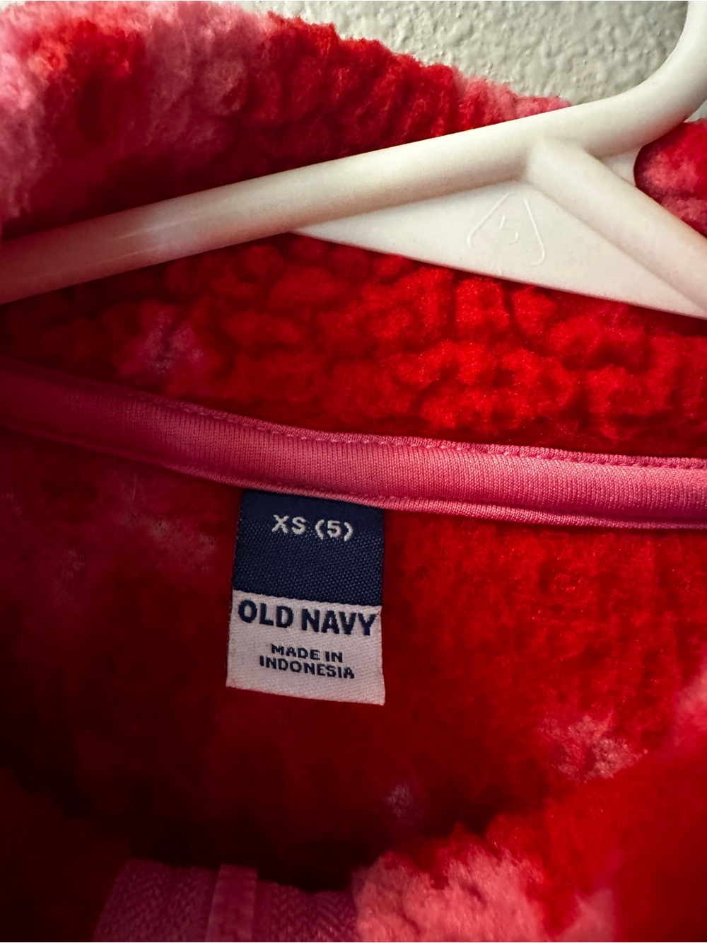 Old Navy Red Fleece Dress with Pink Trim